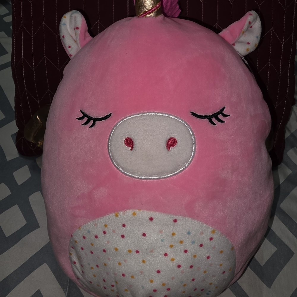 Squishmallows Pink Unicorn Plush with Polka-Dot Belly